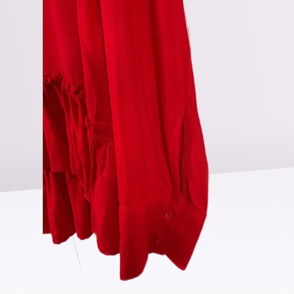 Anthropologie Cloth & Stone NWOT Open Back Red Blouse Top Tie-Back Raffle Size S - Picture 4 of 8